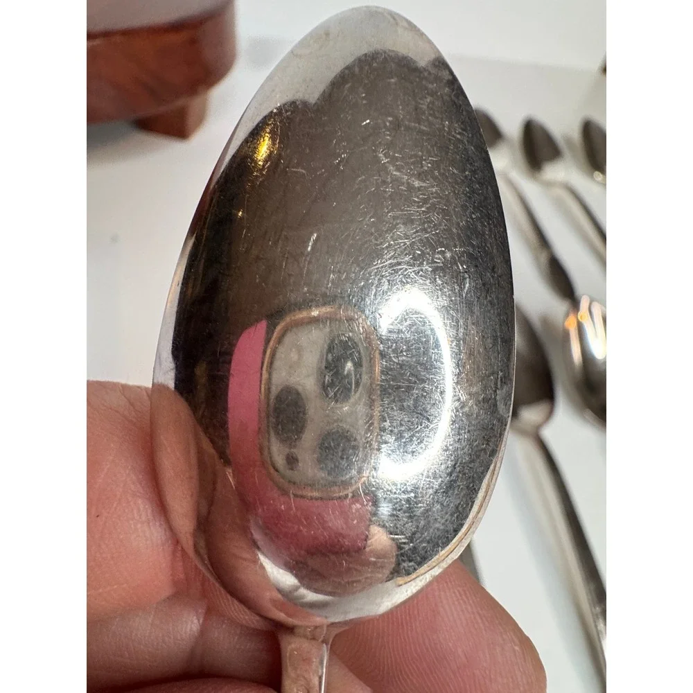 Vintage Rogers Bros IS Silverplate Teaspoons‎ Set 11 Art Deco Style Flatware